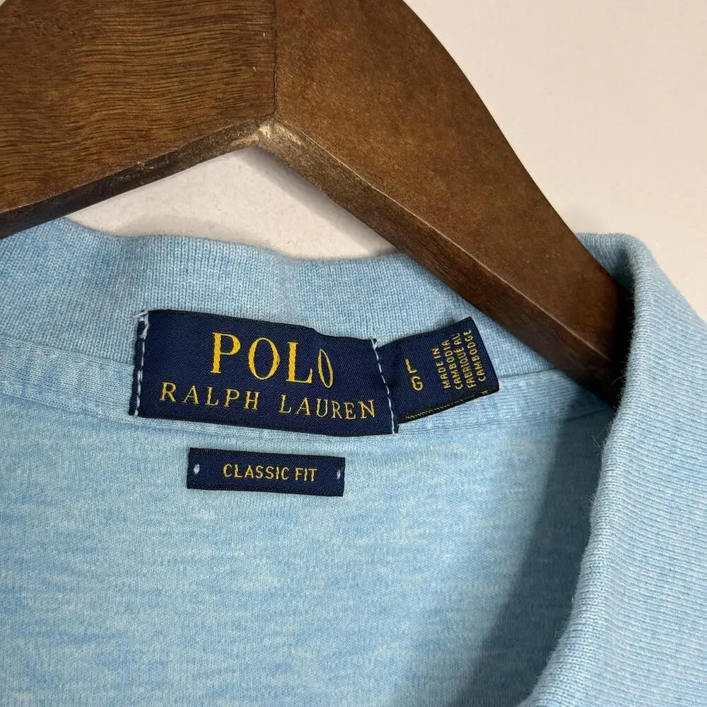 Polo Ralph Lauren Polo Shirt Mens Large Light Blue Flesh Pony Classic Fit Cotton